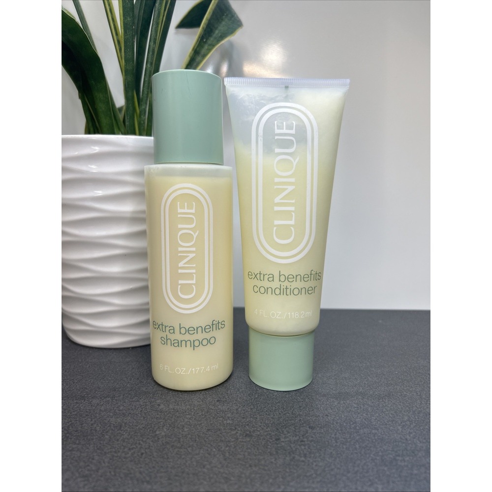 NEW Vtg Clinique Extra Benefits 6 oz Shampoo & 4 oz Conditioner FULL SIZE RARE